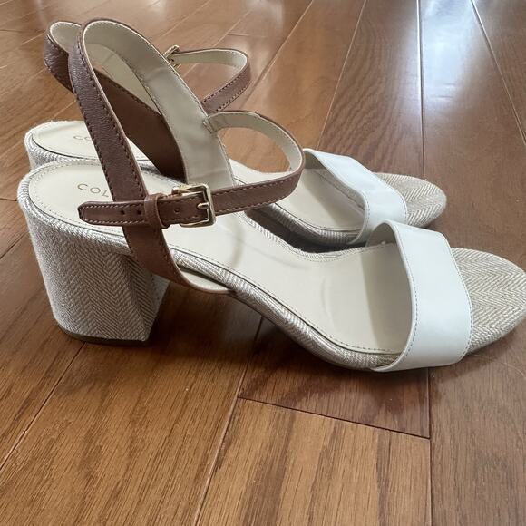 Cole Haan Women's Josie Block-Heel Sandals Ivory/Brown Size 8.5 - Picture 5 of 11